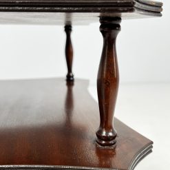Raudonmedžio staliukas su oda 40x40x61 cm