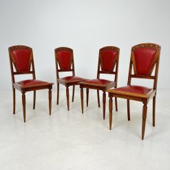 Kėdės su oda 4 vnt. Komplektas 45x47x99 cm