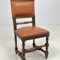 Ąžuolinės kėdės su oda. Komplektas 6 vnt. 42x45x101 cm