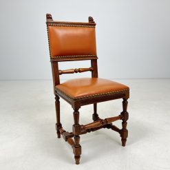 Ąžuolinės kėdės su oda. Komplektas 6 vnt. 42x45x101 cm