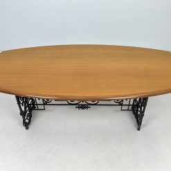 Metalinis stalas ąžuoliniu stalviršiu 99x195x80 cm