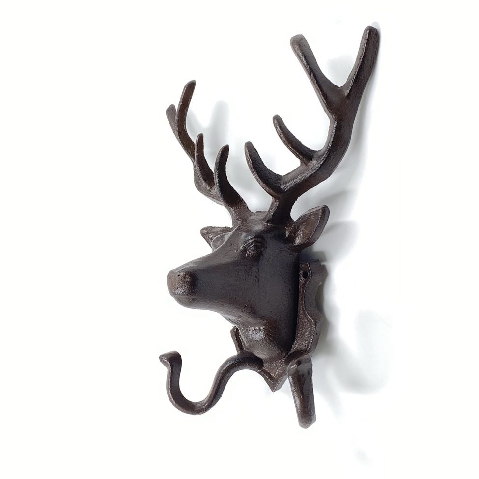 HM0042 kabliukai 5 Ketaus kabliukas “Briedis” 11x22x27 cm