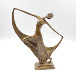 Art deco stiliaus bronzinė šokėjos skulptūra 6,5x28x34 cm