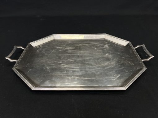 Sidabruoto metalo padėklas 42x65x4 cm