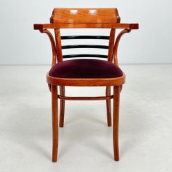 Thonet stiliaus medinis krėslas gobelenine sėdimąja dalimi 52x54x80 cm, 50 cm