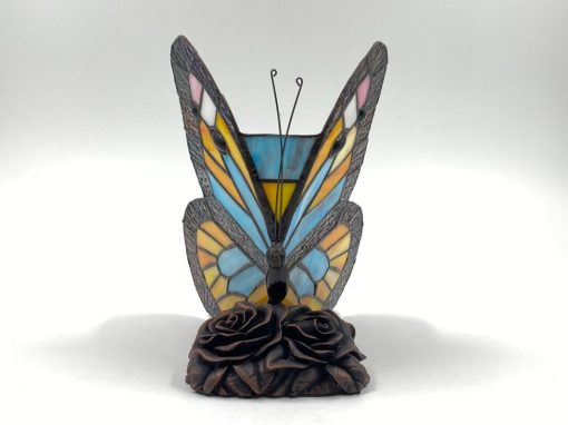 Tiffany stiliaus stalinis šviestuvas “Drugelis” 18x15x23 cm