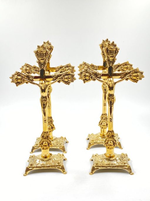 Žalvarinis pastatomas kryžius 10x20x39 cm