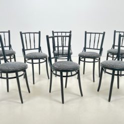 Thonet stiliaus medinė kėdė su gobeleno sėdimąja dalimi 42x41x91 cm, 49 cm