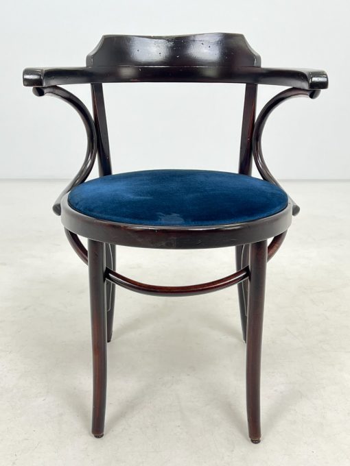 Thonet stiliaus medinis krėslas su veliūrine sėdimąja dalimi 51x58x77 cm, 47 cm