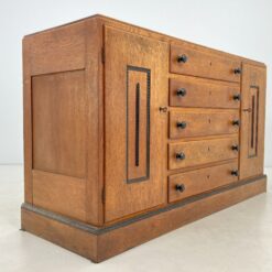 Art Deco stiliaus ąžuolinė dviejų durų ir penkių stalčių komoda 60x168x96 cm