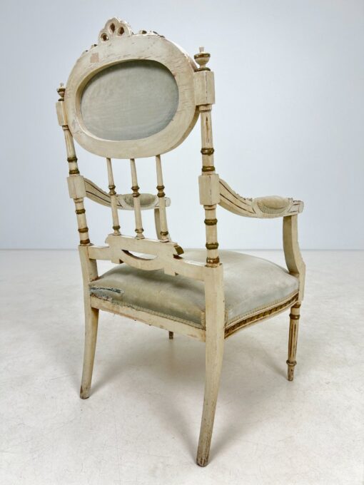 Liudviko XVI stiliaus medinis krėslas su gobelenu 58x57x101 cm, 40 cm