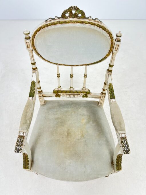 Liudviko XVI stiliaus medinis krėslas su gobelenu 58x57x101 cm, 40 cm