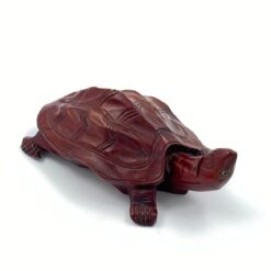 Medinė vėžlio statula 16x9x6 cm
