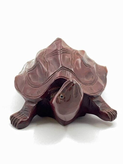 Medinė vėžlio statula 16x9x6 cm