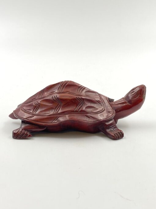 Medinė vėžlio statula 16x9x6 cm