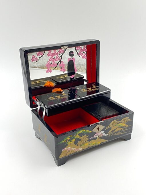 Japoniška prisukama muzikinė papuošalų dėžutė 15×21,5×11 cm