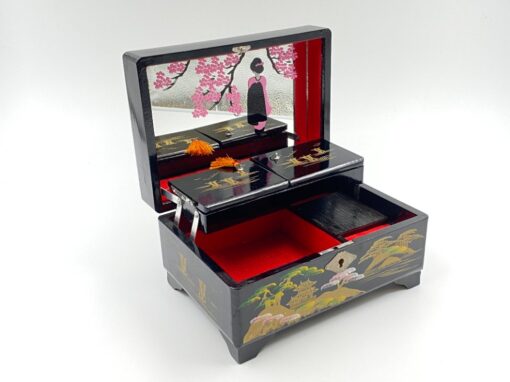 Japoniška prisukama muzikinė papuošalų dėžutė 15×21,5×11 cm
