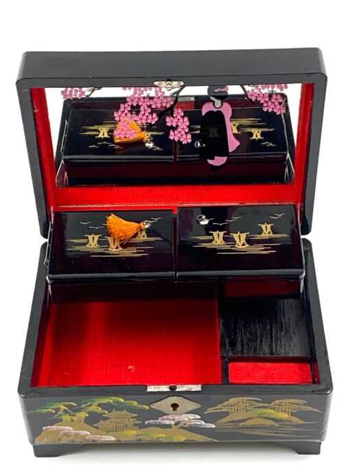 Japoniška prisukama muzikinė papuošalų dėžutė 15×21,5×11 cm