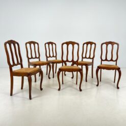 Ąžuolinių kėdžių su šiaudine sėdimąja dalimi 6 vnt. komplektas 55x51x99 cm, 46 cm