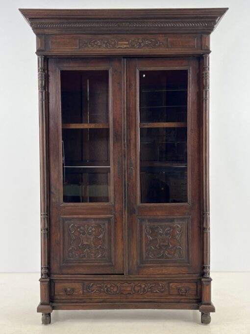 Senovinė ąžuolinė knygų spinta 54x144x224 cm