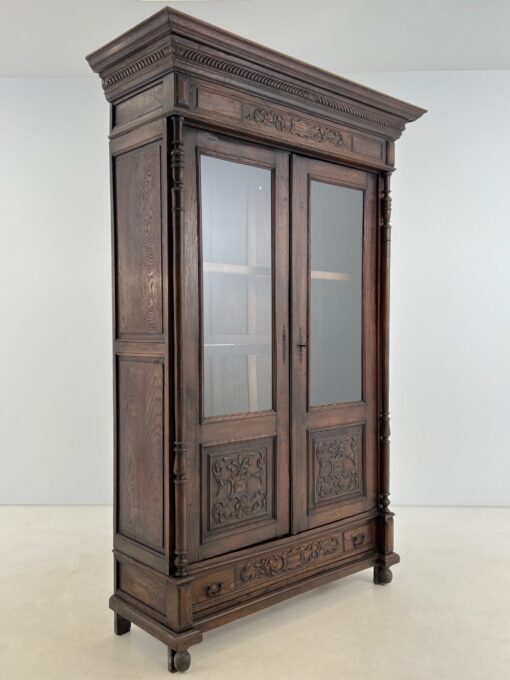 Senovinė ąžuolinė knygų spinta 54x144x224 cm