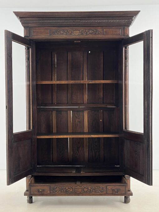 Senovinė ąžuolinė knygų spinta 54x144x224 cm