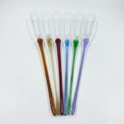Vintažinių stiklinių šampano taurių (150 ml) su spalvotomis rankenomis 6 vnt. komplektas 4,5x4,5x44,5 cm