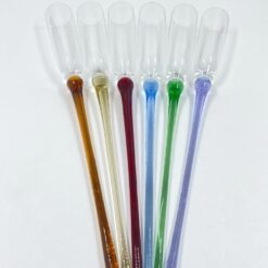 Vintažinių stiklinių šampano taurių (150 ml) su spalvotomis rankenomis 6 vnt. komplektas 4,5×4,5×44,5 cm