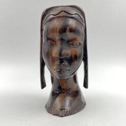 Medinis afrikietės biustas - statula 15x12x23,5 cm