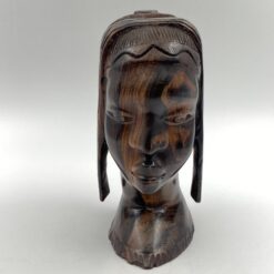Medinis afrikietės biustas – statula 15x12x23,5 cm