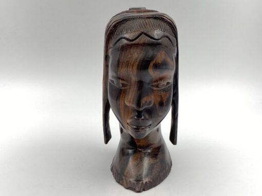Medinis afrikietės biustas – statula 15x12x23,5 cm