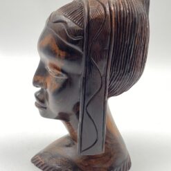 Medinis afrikietės biustas – statula 15x12x23,5 cm