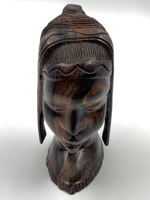 Medinis afrikietės biustas – statula 15x12x23,5 cm