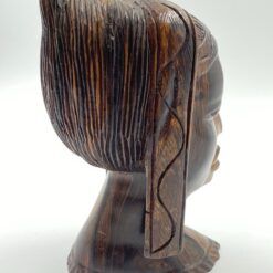 Medinis afrikietės biustas – statula 15x12x23,5 cm