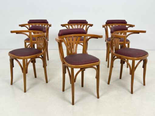 Thonet stiliaus medinis krėslas su medžiaga ir kniedėmis 46x55x79 cm, 47 cm