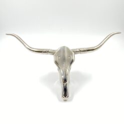 Sieninė dekoracija iš aliuminio “Gyvūno kaukolė su ragais” 10x48x28 cm