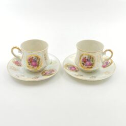 Porcelianinis “Krone Porzellan” puodelis (170 ml) 7x10x6,5 cm su lėkštute 13x13x2 cm