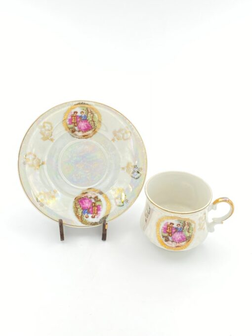 Porcelianinis “Krone Porzellan” puodelis (170 ml) 7x10x6,5 cm su lėkštute 13x13x2 cm