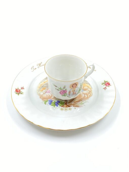 Porcelianinis “Kronester Bavaria” puodelis (150 ml) 7,5x10x6,5 cm su lėkštute 20x20x2 cm