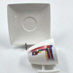 Porcelianinis puodelis (200 ml) 7,5×9,5×8 cm su lėkštute 13x13x2 cm