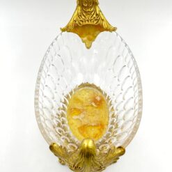 Stiklinis indas su aukso spalvos polirezino detalėmis 20x42x23 cm