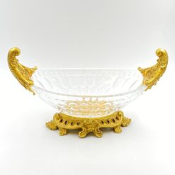 Stiklinis indas su aukso spalvos polirezino detalėmis 20x42x23 cm