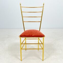 Vintažinė žalvarinė kėdė su gobeleno sėdimąja dalimi 45x43x90 cm, 44 cm