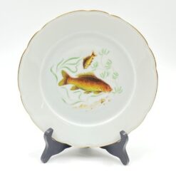 Porcelianinė “Limoges” lėkštė su žuvies atvaizdu 21,5×21,5×2 cm