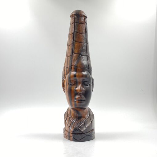 Medinis afrikietiškas biustas – statula 14x11x42 cm