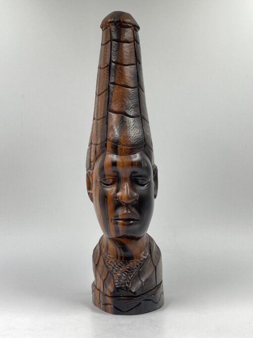 Medinis afrikietiškas biustas – statula 14x11x42 cm