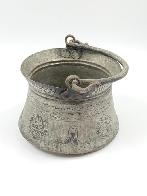 Metalinis graviruotas Vidurinių Rytų kibirėlis 23x24x18 cm, 32 cm