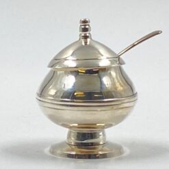 Sidabruoto metalo prieskoninė su šaukšteliu 6x8x8,5 cm