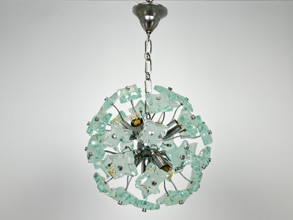 DJ0451-pakabinami-sviestuvai-2 Itališkas “Fontana Arte” pakabinamas šviestuvas su stiklu 35x35x59 cm