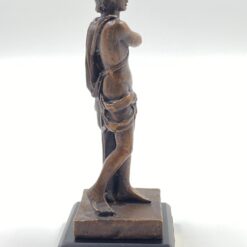 Bronzinė Merkurijaus statula ant medinio postamento 6,5×6,5×16 cm